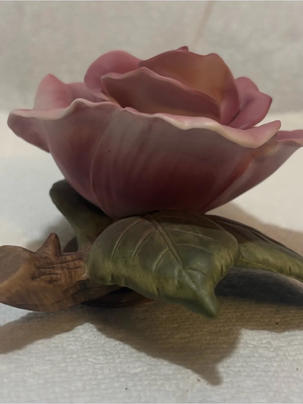 Teleflora Accents Hand-Painted Porcelain Pink Rose Figurine